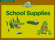 School Supplies ESL Interactive Vocabulary Crocodile Board Game